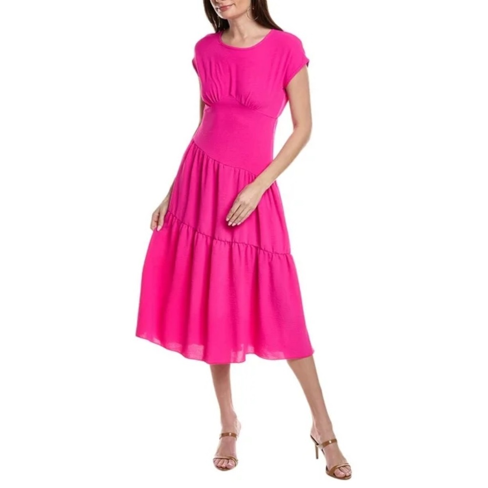 Summertime Tash + Sophie Women’s Hot Pink Tiered  Midi Dress Size XS NWT